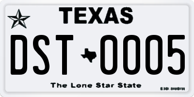TX license plate DST0005