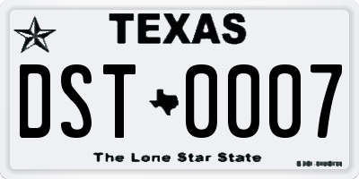 TX license plate DST0007