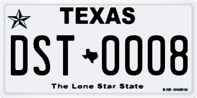 TX license plate DST0008