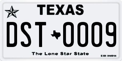 TX license plate DST0009