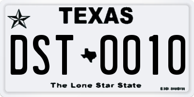 TX license plate DST0010
