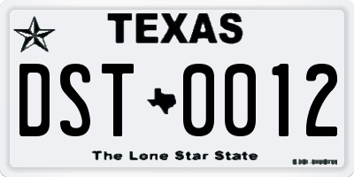 TX license plate DST0012