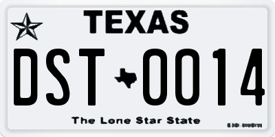 TX license plate DST0014