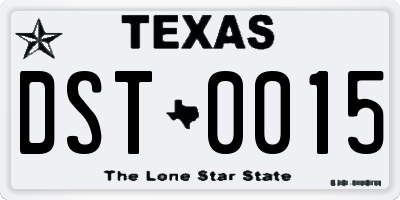 TX license plate DST0015