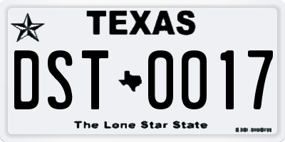 TX license plate DST0017