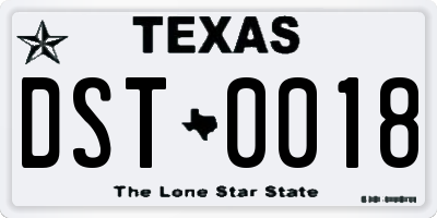 TX license plate DST0018