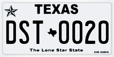 TX license plate DST0020