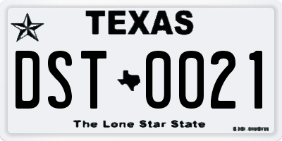 TX license plate DST0021