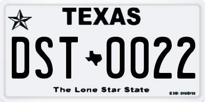 TX license plate DST0022