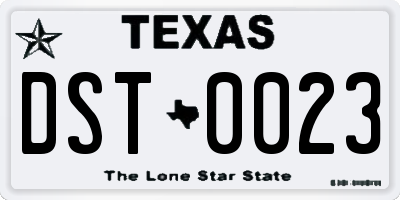 TX license plate DST0023