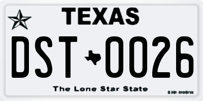 TX license plate DST0026