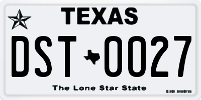 TX license plate DST0027