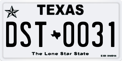 TX license plate DST0031