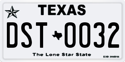 TX license plate DST0032