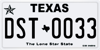 TX license plate DST0033