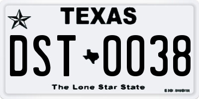 TX license plate DST0038