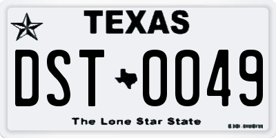 TX license plate DST0049