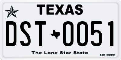 TX license plate DST0051