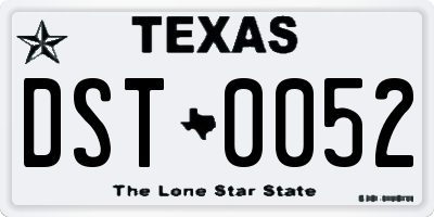 TX license plate DST0052