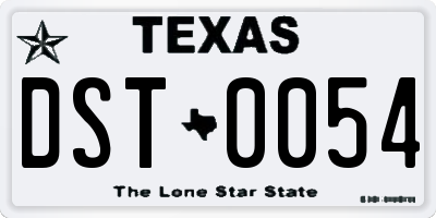 TX license plate DST0054