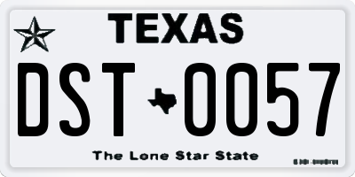 TX license plate DST0057