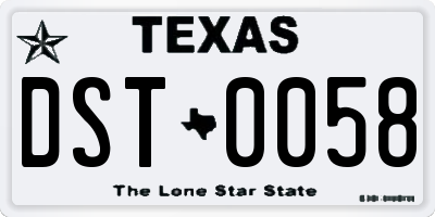 TX license plate DST0058