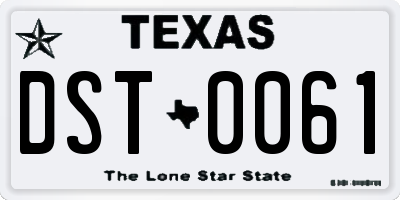 TX license plate DST0061