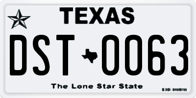 TX license plate DST0063