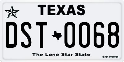 TX license plate DST0068