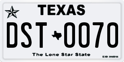 TX license plate DST0070