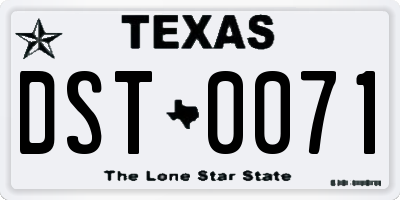 TX license plate DST0071