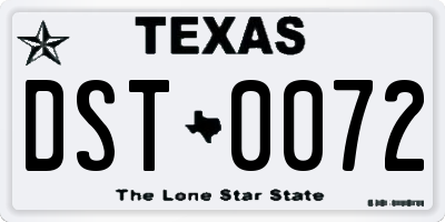 TX license plate DST0072