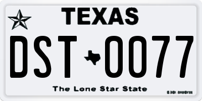 TX license plate DST0077