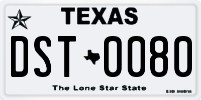 TX license plate DST0080