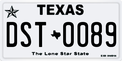 TX license plate DST0089