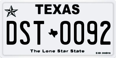 TX license plate DST0092