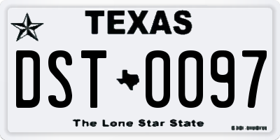 TX license plate DST0097