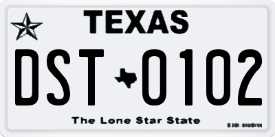 TX license plate DST0102