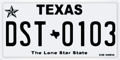 TX license plate DST0103