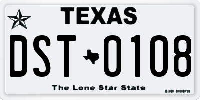 TX license plate DST0108