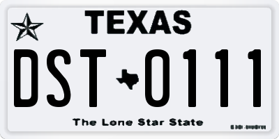 TX license plate DST0111