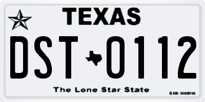 TX license plate DST0112