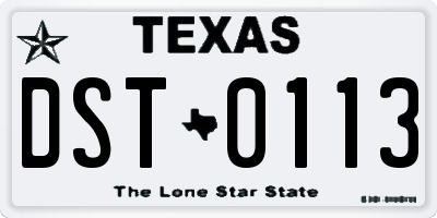TX license plate DST0113