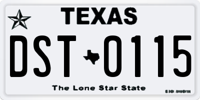TX license plate DST0115