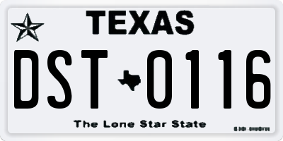 TX license plate DST0116