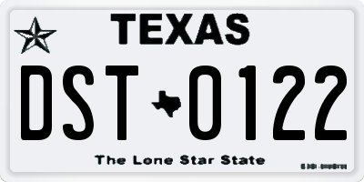 TX license plate DST0122