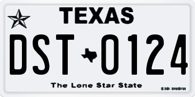 TX license plate DST0124