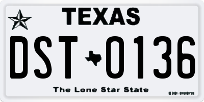 TX license plate DST0136