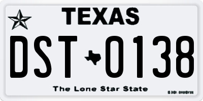 TX license plate DST0138