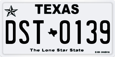 TX license plate DST0139